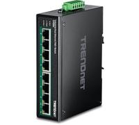TRENDnet, TI-PE80, Switch Industrial DIN-Rail PoE+ Fast Ethernet de 8 Puertos, conmutador de Red no administrado IP30, presupuesto de Potencia PoE de 200 W
