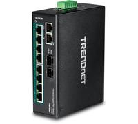 TRENDnet, TI-PG102, Switch DIN-Rail PoE+ Gigabit Industrial de 10 Puertos, 8 Puertos Gigabit PoE+, Montaje en Carril DIN, 2 Ranuras SFP, Consumo de energía PoE de 240 W
