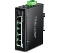 TRENDnet, TI-PG50, Conmutador Gigabit Industrial no administrado Reforzado de 5 Puertos, 10/100/1000 Mbps, conmutador DIN-Rail, 4 Puertos Gigabit PoE+, 1 Puerto Gigabit