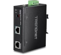 TRENDnet, TI-SG104, Divisor Industrial Gigabit UPoE, Dos Salidas de CC, Montaje en riel DIN o Pared, Salida de Voltaje Ajustable