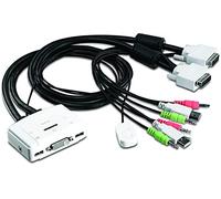 TRENDnet, TK-214i, Conmutador de dos puertos con audio (KVM DVI USB), conexión en caliente, escaneo automático, teclas de acceso rápido, compatible con Windows, Linux y Mac