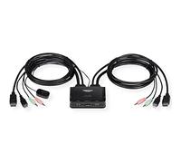 TRENDnet, TK-220DPI, Conmutador KVM DisplayPort 1.2 4K de 2 puertos con audio, 4K UHD (3840 x 2160 a 60 Hz), altavoz/micrófono de 3,5 mm, USB 2.0