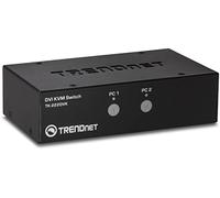 TRENDnet, TK-222DVK, Conmutador KVM DVI de 2 puertos con audio, gestión de dos PC, teclas de acceso rápido, USB 2.0, carcasa de metal