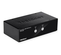 TRENDnet, TK-241DP, conmutador KVM DisplayPort de 2 puertos para monitor con audio, concentrador USB 2.0 de 2 puertos, compatible con 4K UHD 3840 x 2160 a 60 Hz, DisplayPort 1.2, negro