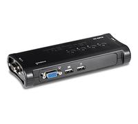 TRENDnet, TK-407K, Kit de conmutador KVM USB de 4 puertos, conexiones VGA y USB, resolución de 2048 x 1536, cableado incluido