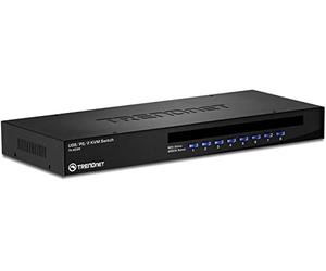TRENDnet, TK-803R, Switch KVM de 8 puertos con montaje en bastidor, conexión VGA y USB, compatible con conexiones USB y PS/2, monitorización de dispositivos