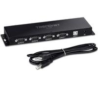 TRENDnet, TU-S4, concentrador USB a Serie RS232 de 4 Puertos, Negro