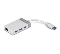TRENDnet, TU3-ETGH3, Adaptador USB 3.0 a Gigabit 10/100/1000 Mbps y hub USB 3.0 5 Gbps
