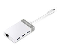 TRENDnet, TUC-ETGH3, Adaptador USB C a Ethernet Gigabit, Concentrador USB Tipo C Compacto, 3 Puertos USB 3.0, 1 Puerto RJ-45 Gigabit Ethernet, Compatible con Windows y Mac, Blanco