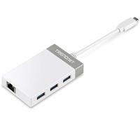 TRENDnet Hub USB-C TUC-ETGH3 – Base/Replicador USB 3.2, Ethernet Gigabit, 3x USB 3.0 Gris/Blanco