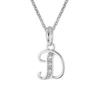 trendor Collar con colgante con la letra D, plata de ley 925, chapado en rodio, 21240-D