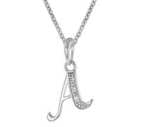 trendor Collar con colgante de la letra A, plata de ley 925, chapado en rodio, 21240-A