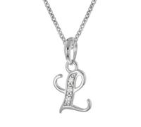 trendor Collar con colgante en forma de letra L, plata de ley 925, rodiado, 21240-L 42 cm