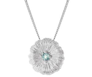 trendor Collar con hoja de loto, plata rodiada, con topacio azul 45 cm