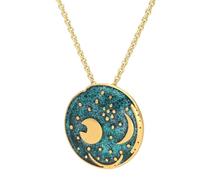 trendor Collar para mujer con disco celeste de Nebra, plata, verde/oro,