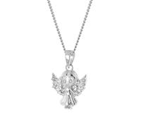 trendor Collar para niña con colgante de ángel, plata, rodiado 40 cm | Cadena de plata rodiado con ángel, collar para niña con colgante de ángel, joyas de ángel, ángel de la guarda para niños