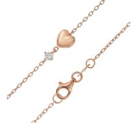 trendor Collar, plata de ley, chapado en oro rosa, collar con corazón