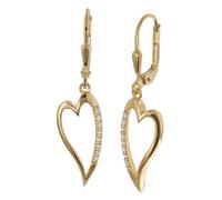trendor Pendientes colgantes de corazón para mujer, plata de ley 925, | Pendientes colgantes en forma de corazón con circonita cúbica, pendientes de corazón de plata de ley para mujer, regalo