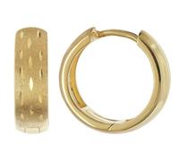 trendor Pendientes de aro para niña, plata de ley 925, chapados en oro | Elegantes pendientes, versátiles para llevar, con exterior pulido o acabado mate con decoración de corte de diamante