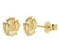 trendor Pendientes de botón florales para mujer, plata 925, chapados en oro