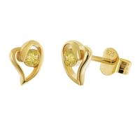 trendor Pendientes de mujer de plata 925 chapados en oro con circonita cúbica color citrino amarillo 21412-13