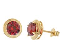 trendor Pendientes de mujer de plata 925 chapados en oro con circonita cúbica color rojo granate 21334-16
