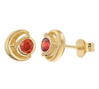 trendor Pendientes de mujer de plata 925 con baño de oro y circonitas, color rojo, 21430-07