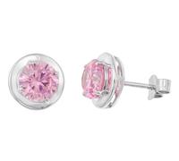 trendor Pendientes de mujer de plata 925 con circonita cúbica rosa 21326-09 | Pendientes de plata para mujer, pendientes de boton con piedras rosas, accesorio de plata de ley rodiada, idea de regalo
