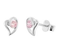 trendor Pendientes de mujer de plata 925 con circonita en forma de corazón rosa 21404-09