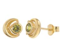 trendor Pendientes de mujer de plata chapados en oro con circonitas, color verde oliva 21430-19