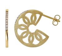 trendor Pendientes de mujer, pendientes de botón, diseño de disco, plata de ley 925, chapados en oro, circonita cúbica, 21712