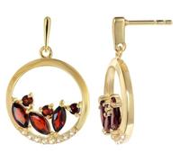 trendor Pendientes de mujer, plata 925, chapados en oro, colgantes, granate y topacio 21885