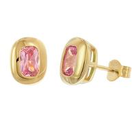 trendor Pendientes de mujer, plata 925, chapados en oro, con circonita cúbica rosa 21446-09
