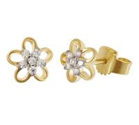 trendor Pendientes de mujer, plata de ley 925, chapados en oro | Pendientes de plata chapados en oro, pendientes de botón forma de flor, pendientes de circonita cúbica, pendientes de flores