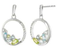 trendor Pendientes de mujer, plata de ley 925, rodiados, colgantes con piedras de colores, 21886