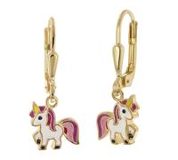 trendor Pendientes de unicornio para niñas, plata de ley 925, chapados en oro, pendientes colgantes 21559
