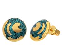 trendor Pendientes Disco celeste de Nebra, plata 925, verde/dorado, Ø 12 mm, 21545