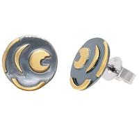 trendor Pendientes Nebra Sky Disc, plata 925, negro/oro, Ø 10 mm, 21546