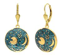 trendor Pendientes Nebra Sky Disc, plata 925, verde/oro, Ø 18 mm, 21548