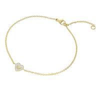 trendor Pulsera de mujer con forma de corazón y circonita cúbica, | Pulsera de plata de ley para mujer, con cadena de ancla chapada en oro, corazón y circonita cúbica