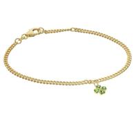 trendor Pulsera infantil con trébol verde, plata 925, chapada en oro, 21663