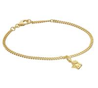 trendor Pulsera para niña con ángel, plata 925, chapada en oro, | Elegante joya infantil hecha de plata de ley, pulsera de cadena plana con ángel Cupido y circonita cúbica,