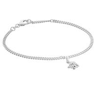 trendor Pulsera para niña con ángel, plata 925 rodiada, banda tipo curb | Pulsera cómoda de cadena plana, joyería elegante para niños,
