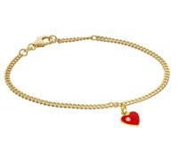trendor Pulsera para niña con colgante de corazón, plata de ley 925 | Pulsera elegante con correa plana de eslabones tallados en forma de diamante para niños