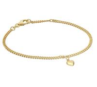 trendor Pulsera para niña con corazon, plata de ley 925, chapada en oro, banda tipo curb 21579