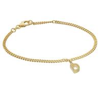 trendor Pulsera para niña con la letra D, plata 925, chapada en oro, | Pulsera elegante de eslabones planos con corte de diamante para señoritas