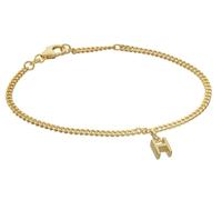 trendor Pulsera para niña con la letra H, plata 925, chapada en oro, | Pulsera elegante de eslabones planos con corte de diamante para señoritas