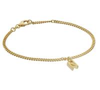 trendor Pulsera para niña con la letra N, plata 925, chapada en oro, | Pulsera de cadena plana atemporal, elegante joya para el brazo de las jóvenes damas,