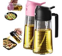 TrendPlain Pulverizador Aceite Spray 470ml - 2 en 1 Spray Aceite Cocina, Dispensadora para Freidora de Aire, Ensaladas, Vinagre y Accesorios Cocina (2 unidades, Negro y Chicle)