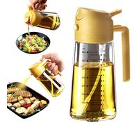 TrendPlain Pulverizador Aceite Spray 470ml - 2 en 1 Spray Aceite Cocina, Dispensadora para Freidora de Aire, Ensaladas, Vinagre y Accesorios Cocina (1 unidad, Amarillo)